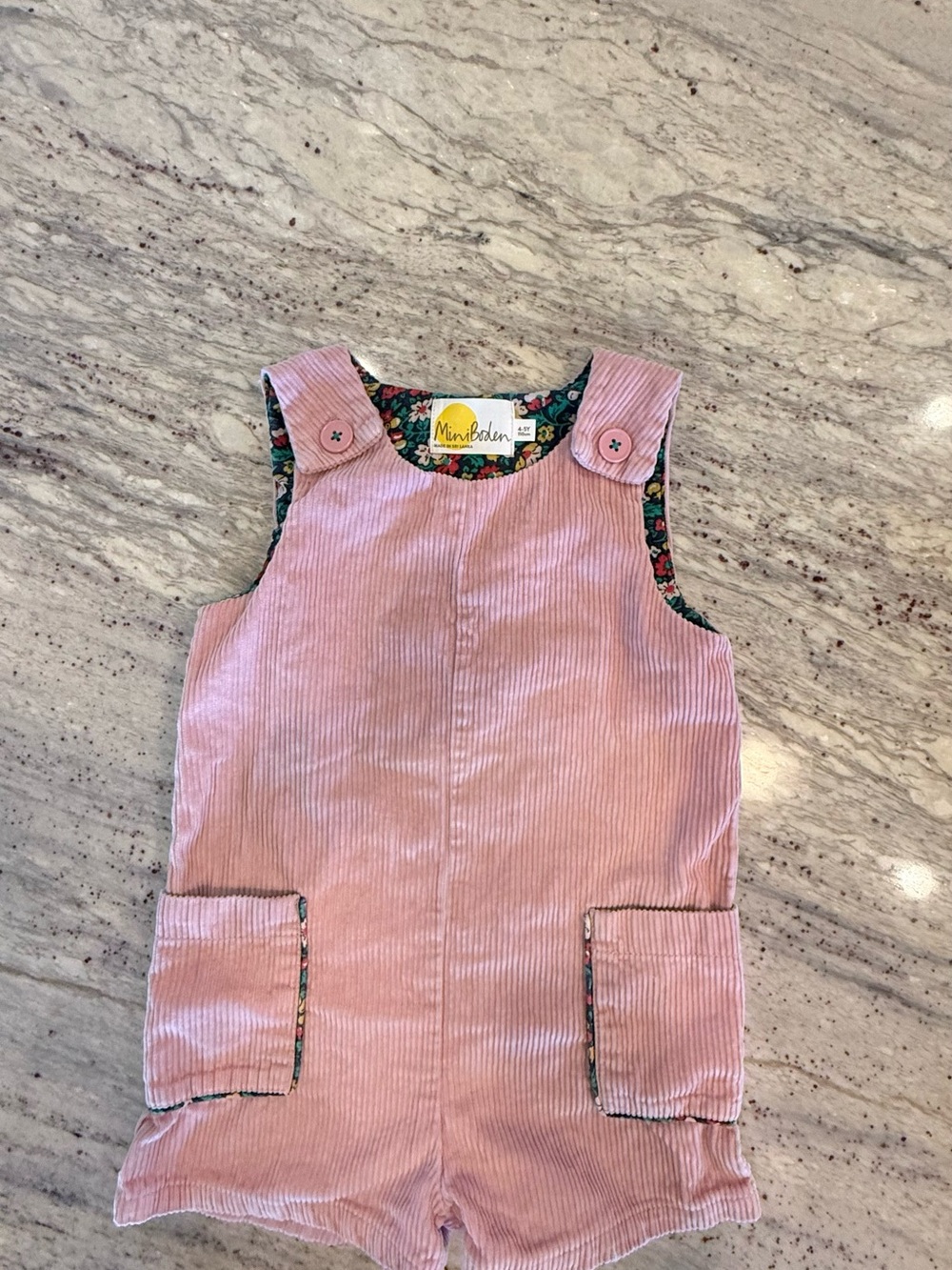 Mini Boden Light Pink Corduroy Dress with Floral Trim